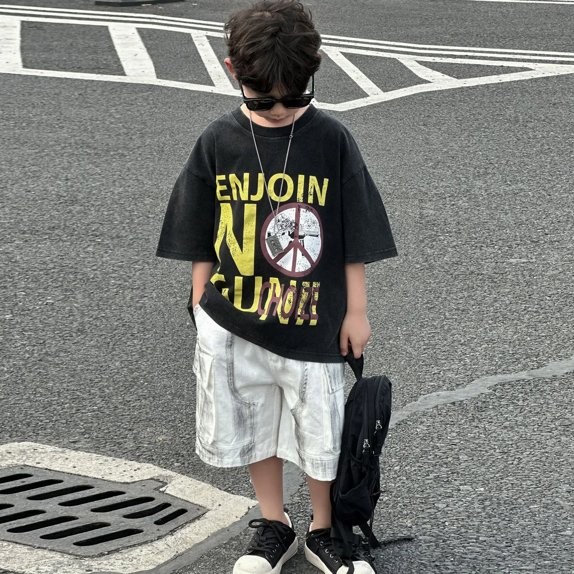 Boys Black Graphic Cotton T-Shirt Summer 2025 — feature 10