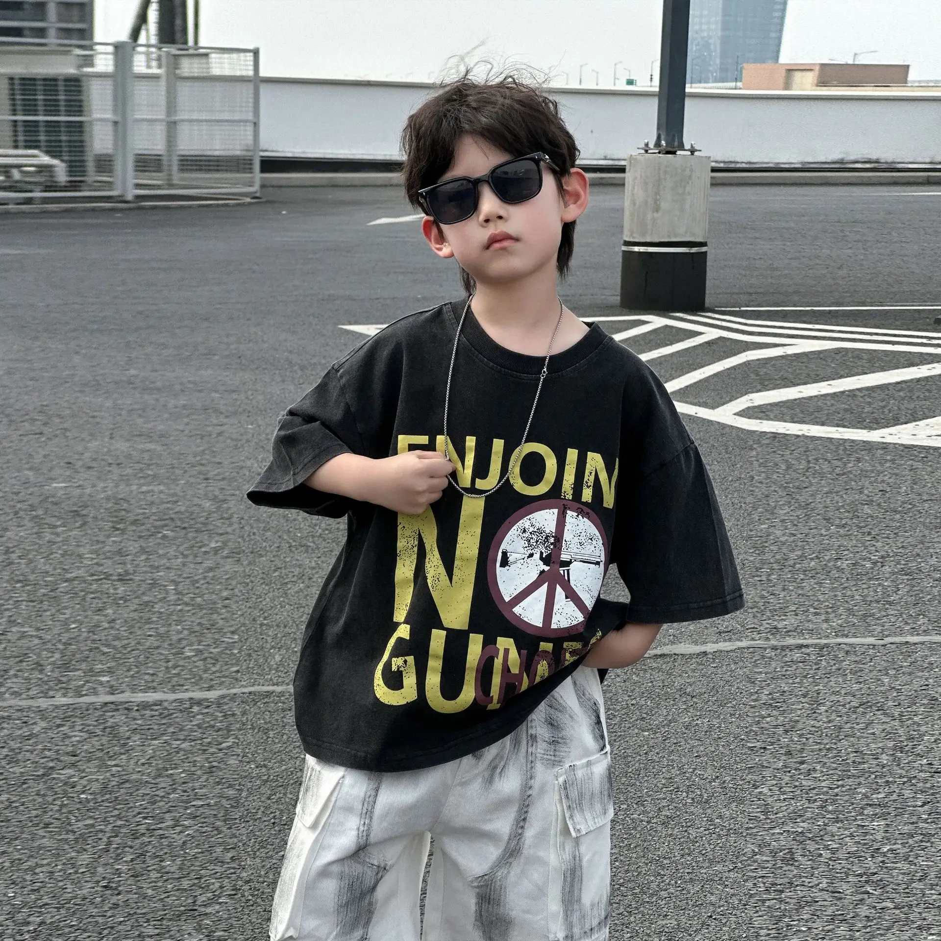 Boys Black Graphic Cotton T-Shirt Summer 2025 — feature 11