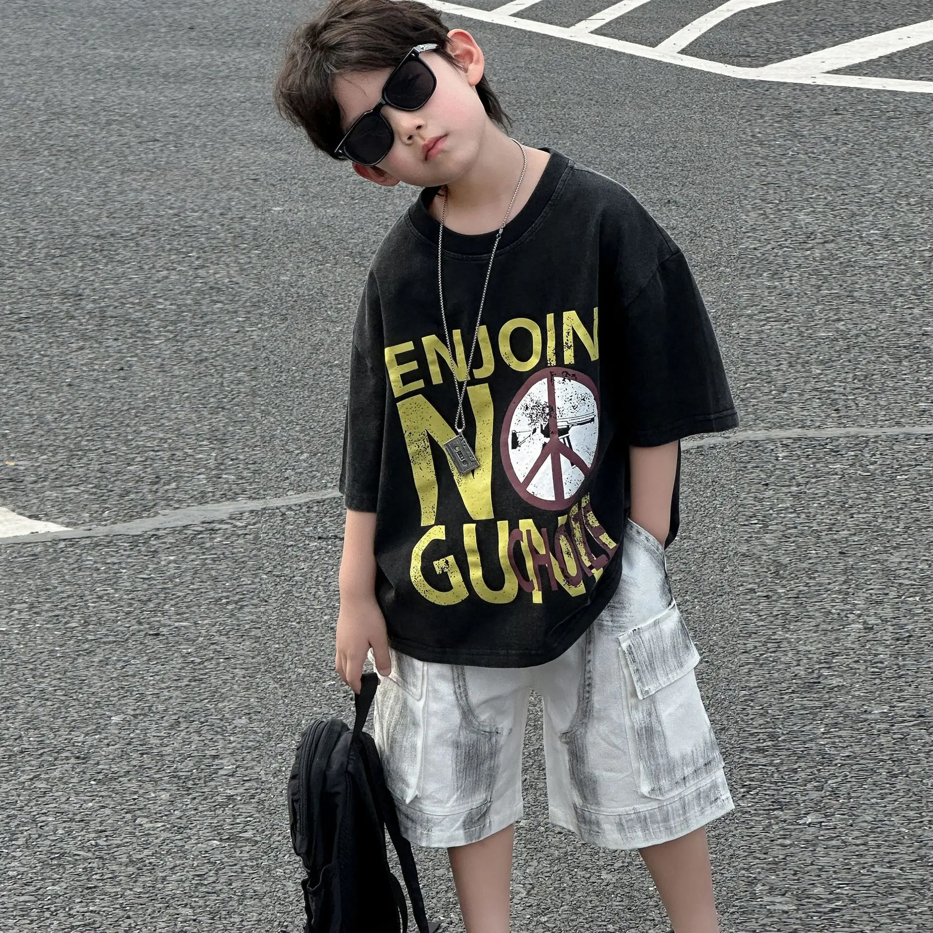 Boys Black Graphic Cotton T-Shirt Summer 2025 — feature 13