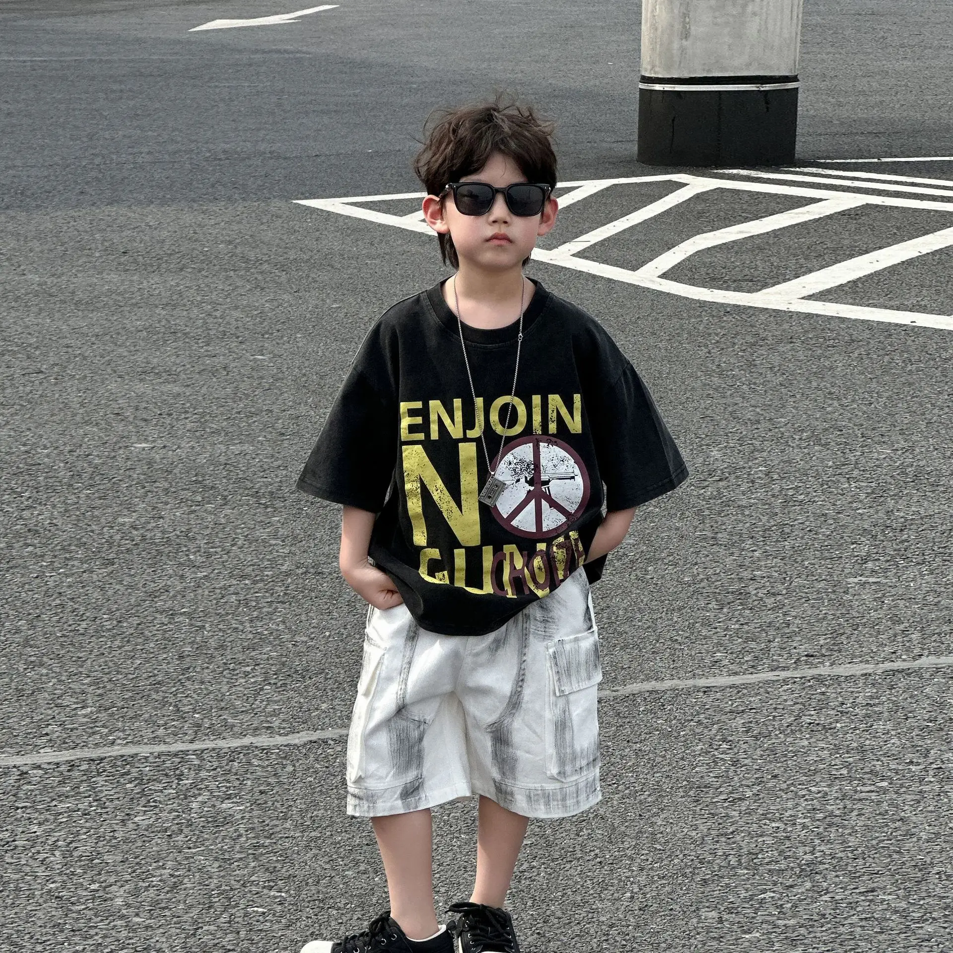 Boys Black Graphic Cotton T-Shirt Summer 2025 — feature 2