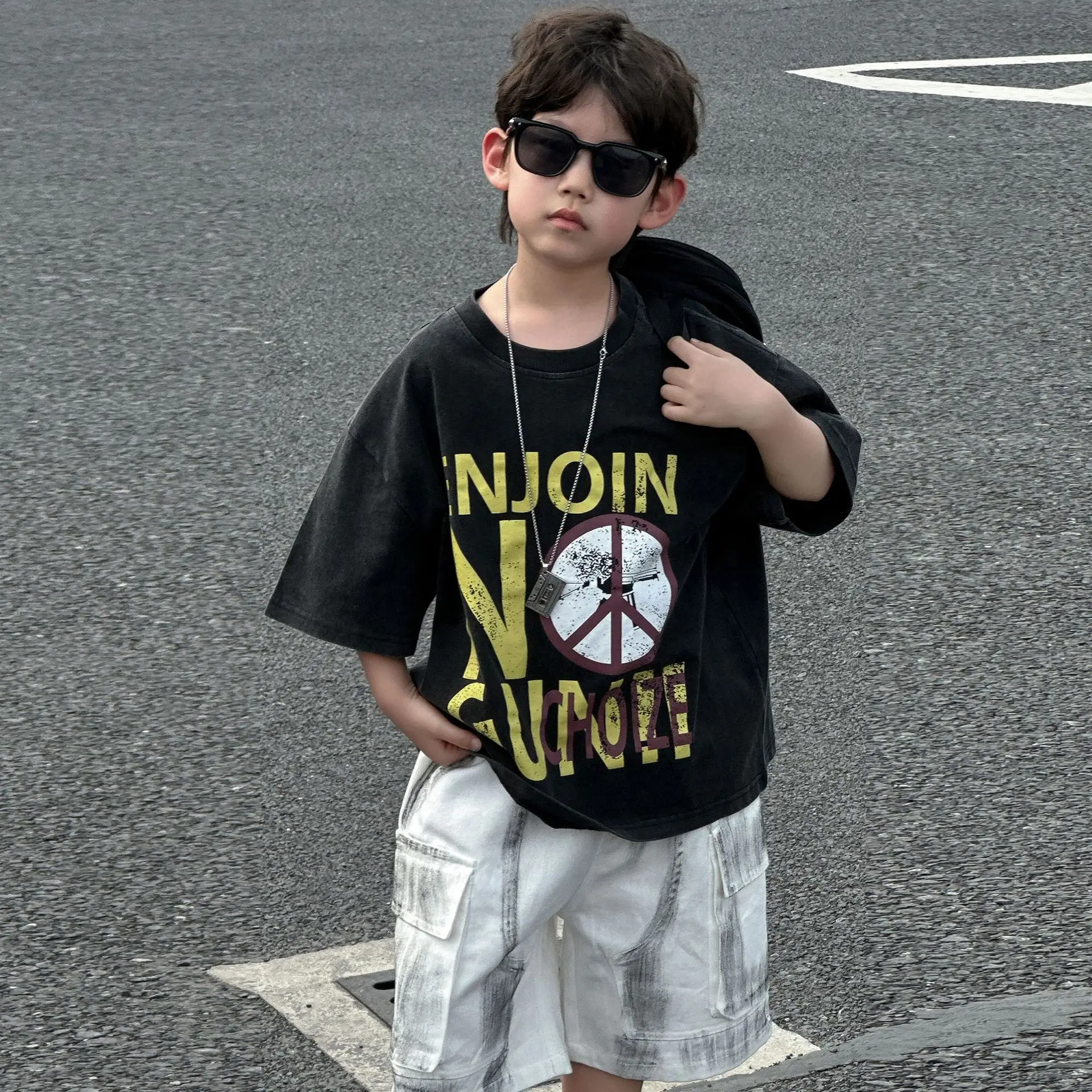Boys Black Graphic Cotton T-Shirt Summer 2025 — feature 6