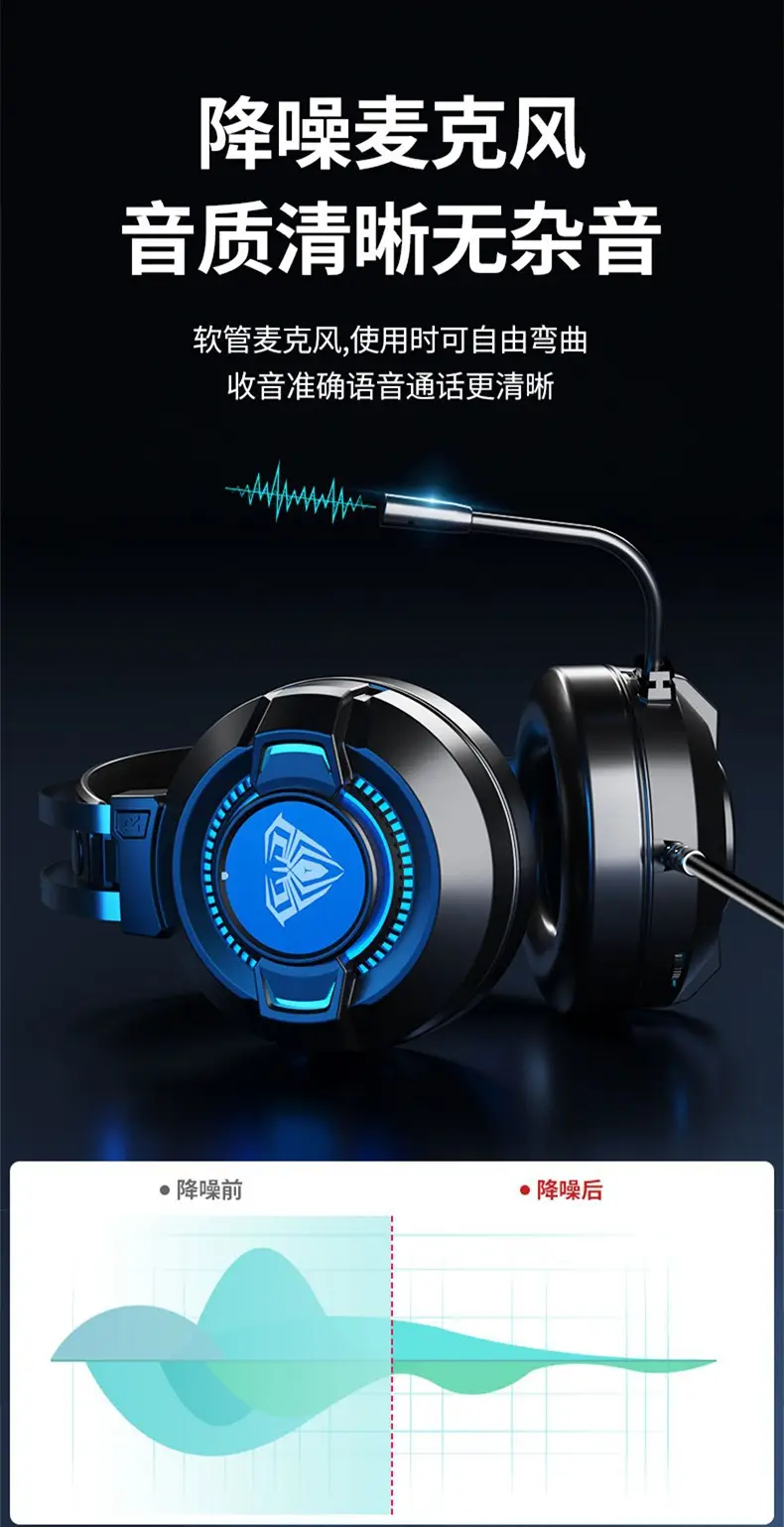 Gaming Headset Wolf Spider S602 Blue LED Light — feature 6