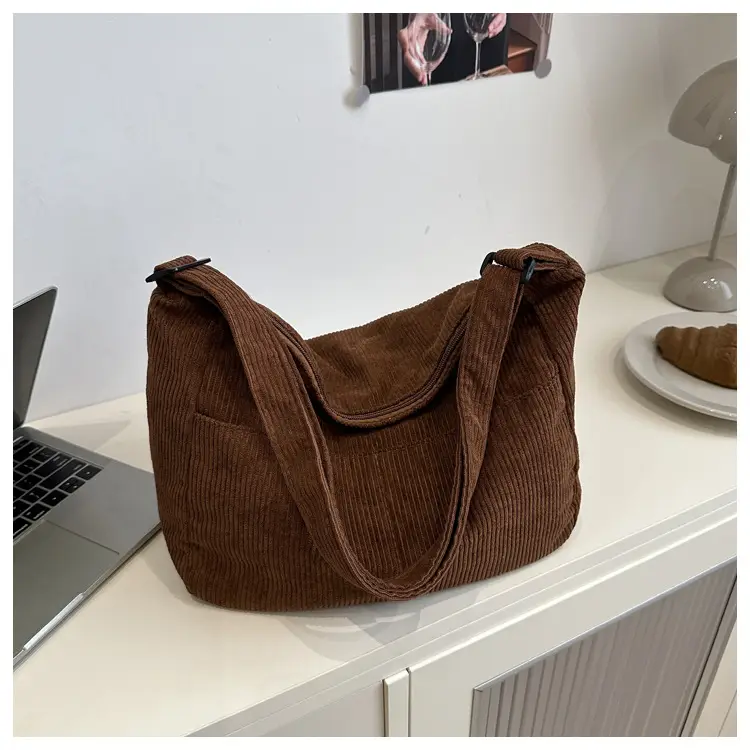 New Style Relaxed Corduroy Shoulder Bag for Women Large Capacity Crossbody Bag Korean Fashion Commuter Tote Bag Trendy Luggage and Leather Goods — feature 24