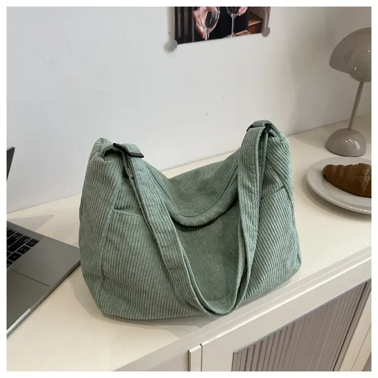 New Style Relaxed Corduroy Shoulder Bag for Women Large Capacity Crossbody Bag Korean Fashion Commuter Tote Bag Trendy Luggage and Leather Goods — feature 25