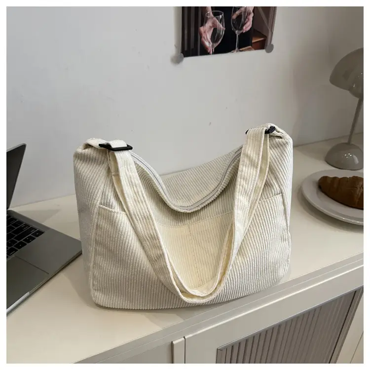 New Style Relaxed Corduroy Shoulder Bag for Women Large Capacity Crossbody Bag Korean Fashion Commuter Tote Bag Trendy Luggage and Leather Goods — feature 26