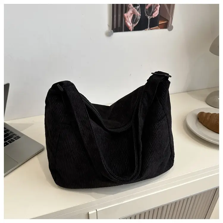 New Style Relaxed Corduroy Shoulder Bag for Women Large Capacity Crossbody Bag Korean Fashion Commuter Tote Bag Trendy Luggage and Leather Goods — feature 27