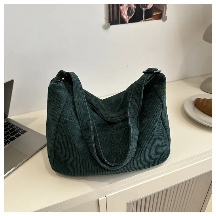 New Style Relaxed Corduroy Shoulder Bag for Women Large Capacity Crossbody Bag Korean Fashion Commuter Tote Bag Trendy Luggage and Leather Goods — feature 29