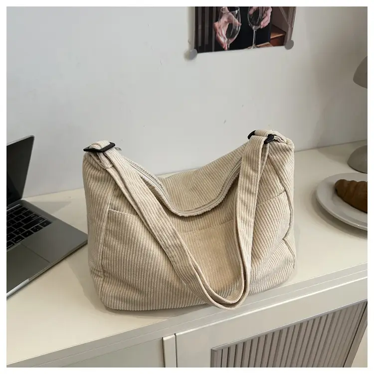 New Style Relaxed Corduroy Shoulder Bag for Women Large Capacity Crossbody Bag Korean Fashion Commuter Tote Bag Trendy Luggage and Leather Goods — feature 30