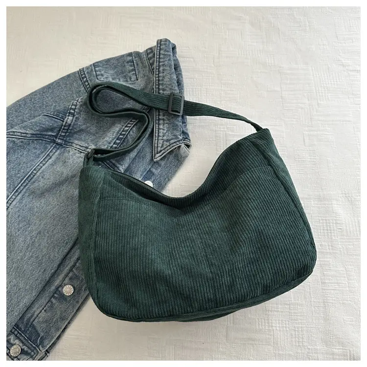 New Style Relaxed Corduroy Shoulder Bag for Women Large Capacity Crossbody Bag Korean Fashion Commuter Tote Bag Trendy Luggage and Leather Goods - Image 6