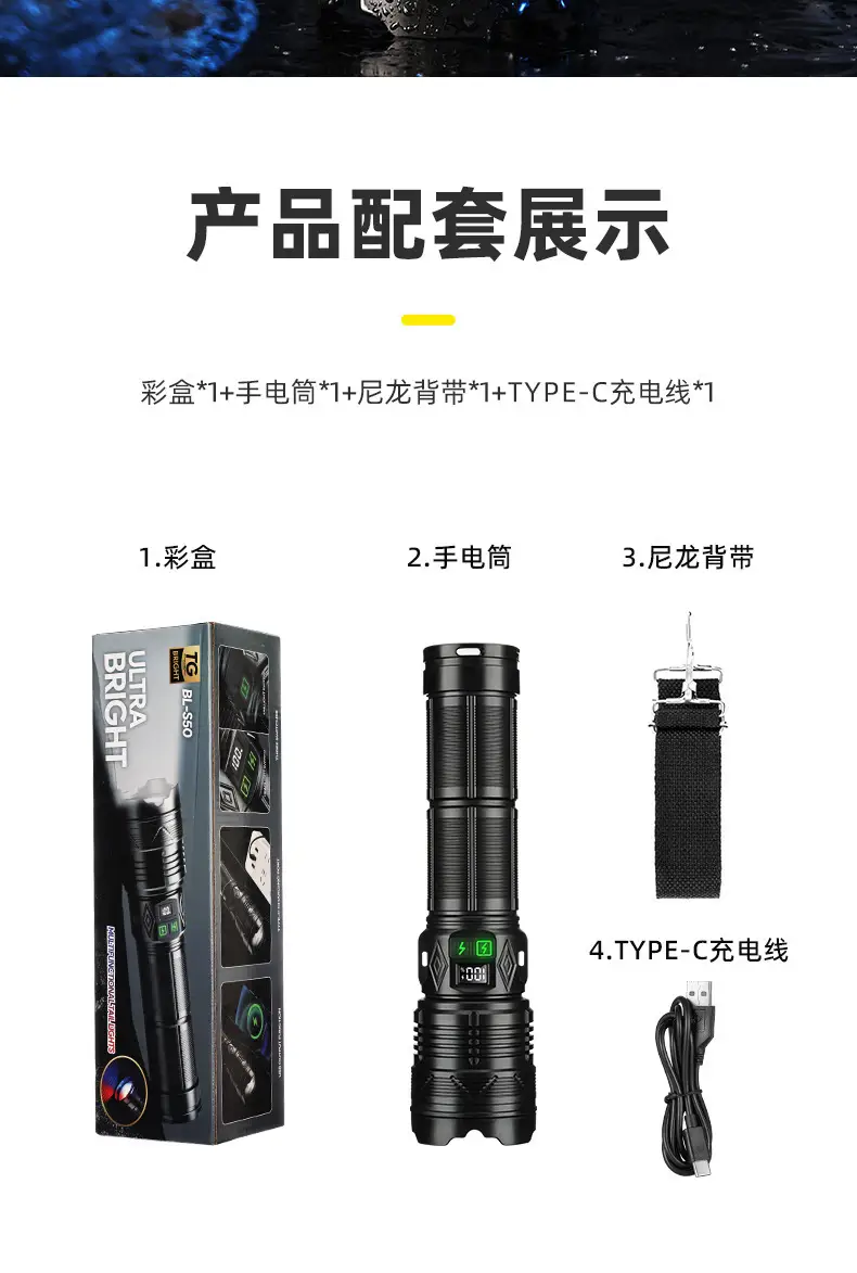 Super Bright Zoom Telescopic Flashlight with Red Blue Light — feature 16