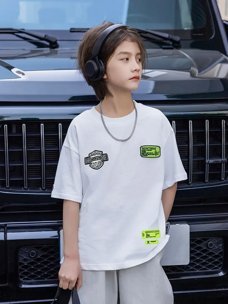 2026 Boys T-Shirt White Heavy Duty Panda Yuan Yuan Cotton Summer - Image 7