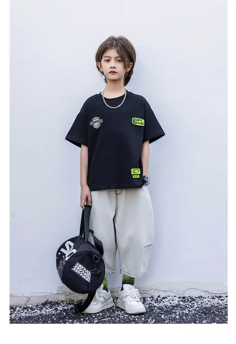 2026 Boys T-Shirt White Heavy Duty Panda Yuan Yuan Cotton Summer — feature 27