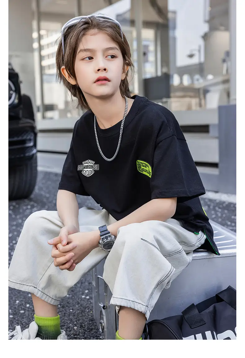 2026 Boys T-Shirt White Heavy Duty Panda Yuan Yuan Cotton Summer — feature 28