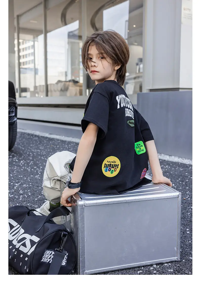 2026 Boys T-Shirt White Heavy Duty Panda Yuan Yuan Cotton Summer — feature 29