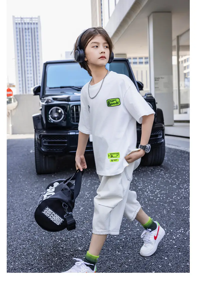 2026 Boys T-Shirt White Heavy Duty Panda Yuan Yuan Cotton Summer — feature 32