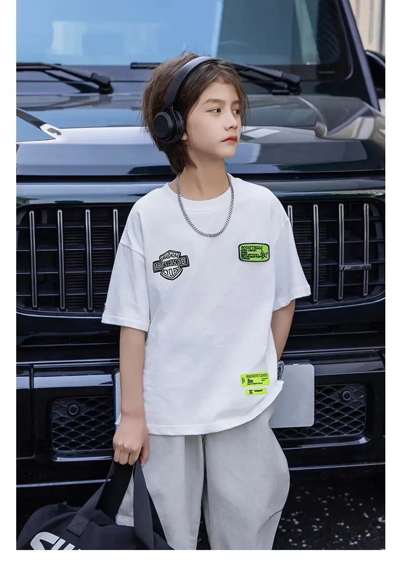 2026 Boys T-Shirt White Heavy Duty Panda Yuan Yuan Cotton Summer — feature 33