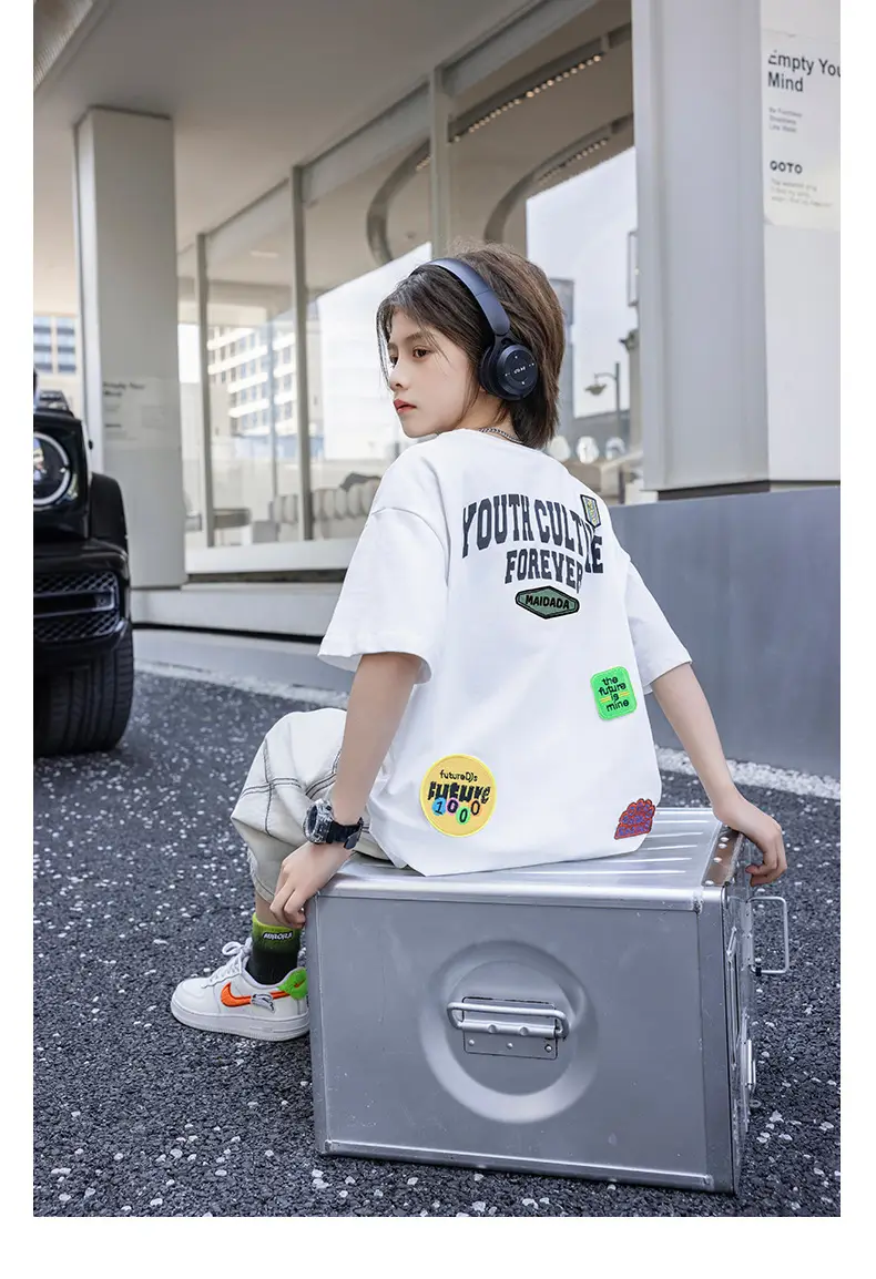 2026 Boys T-Shirt White Heavy Duty Panda Yuan Yuan Cotton Summer — feature 35