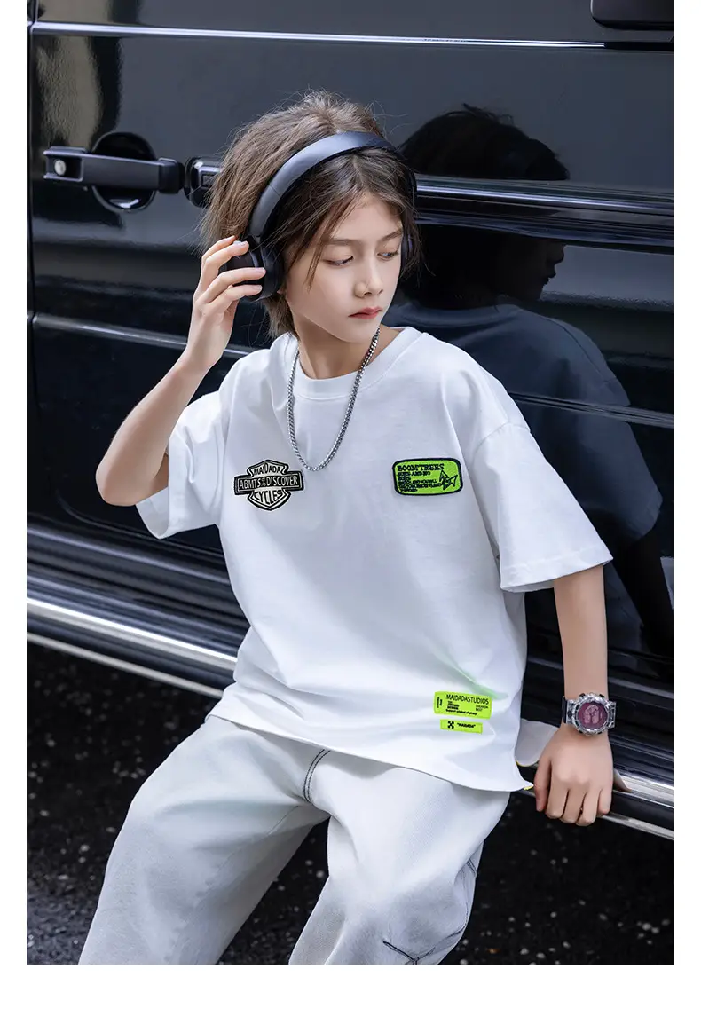 2026 Boys T-Shirt White Heavy Duty Panda Yuan Yuan Cotton Summer — feature 36