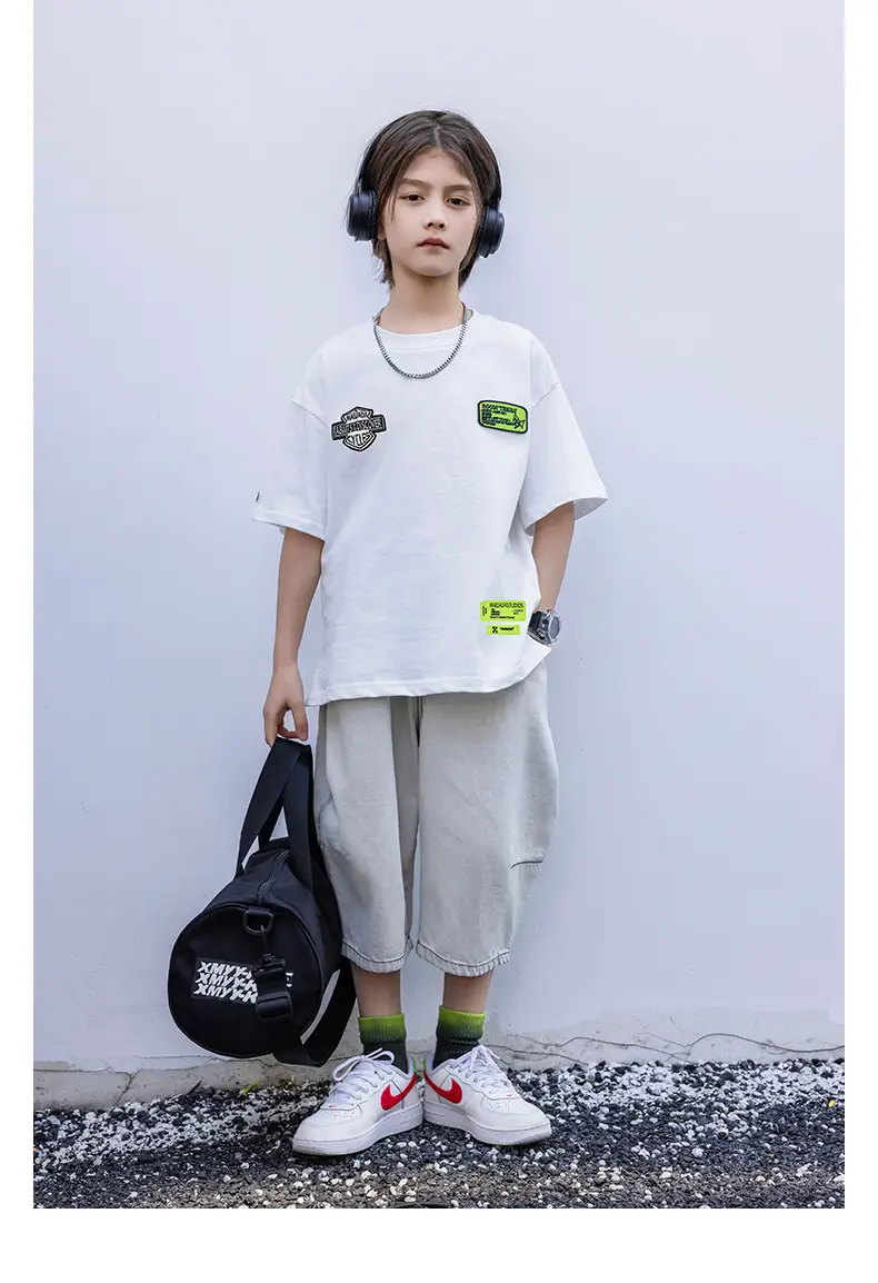 2026 Boys T-Shirt White Heavy Duty Panda Yuan Yuan Cotton Summer — feature 37