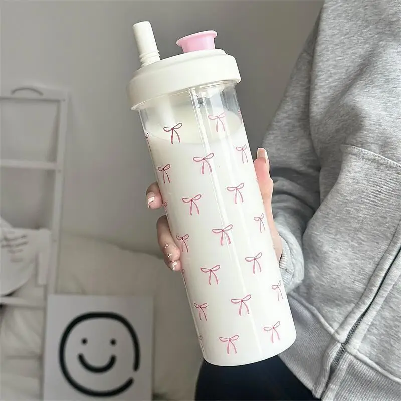 Pink Bow Water Cup with Straw for Girls - Image 8