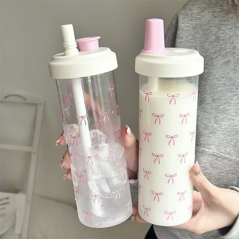 Pink Bow Water Cup with Straw for Girls — feature 1
