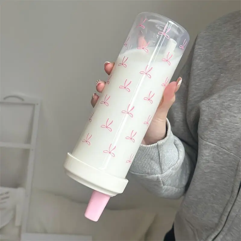 Pink Bow Water Cup with Straw for Girls — feature 3