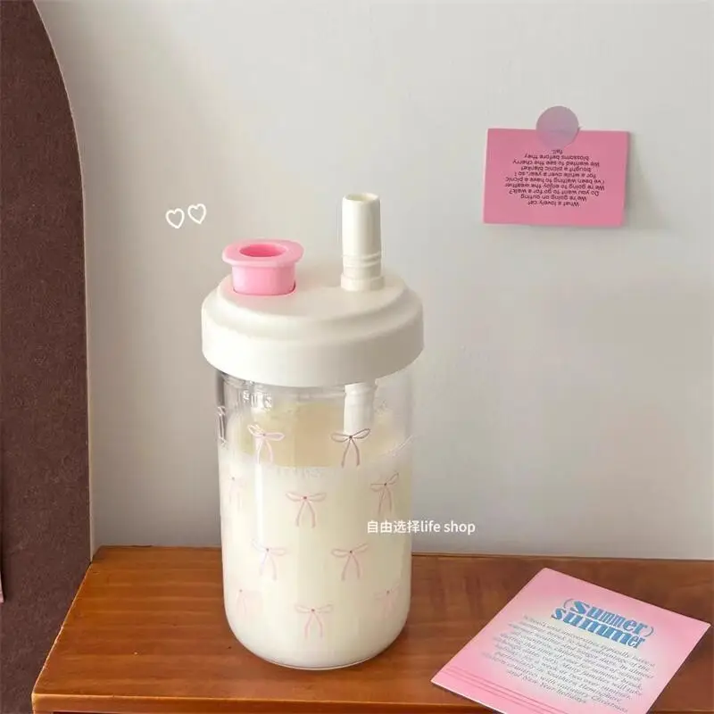 Pink Bow Water Cup with Straw for Girls - Image 2