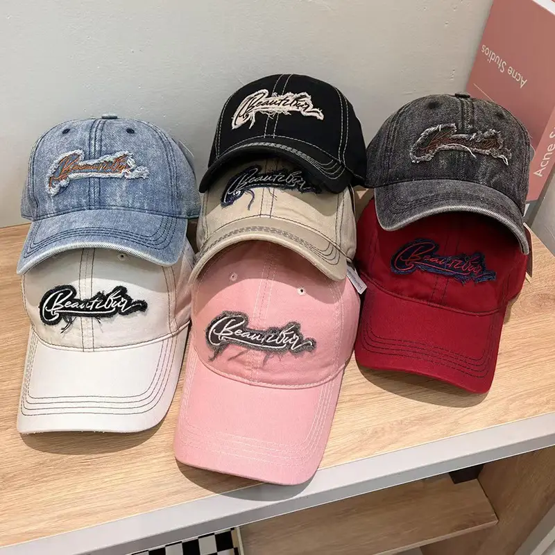 Women Summer Sunshade Korean Letter Embroidery Baseball Cap