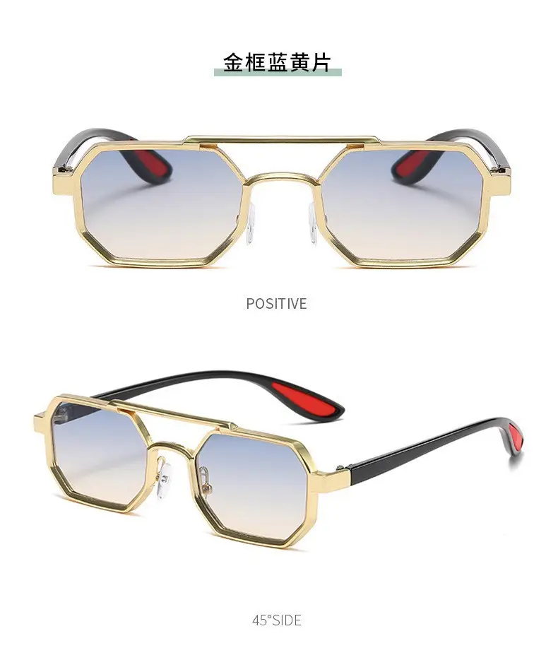 Cross-border Retro Sun Glasses Metal Double Beam β feature 11