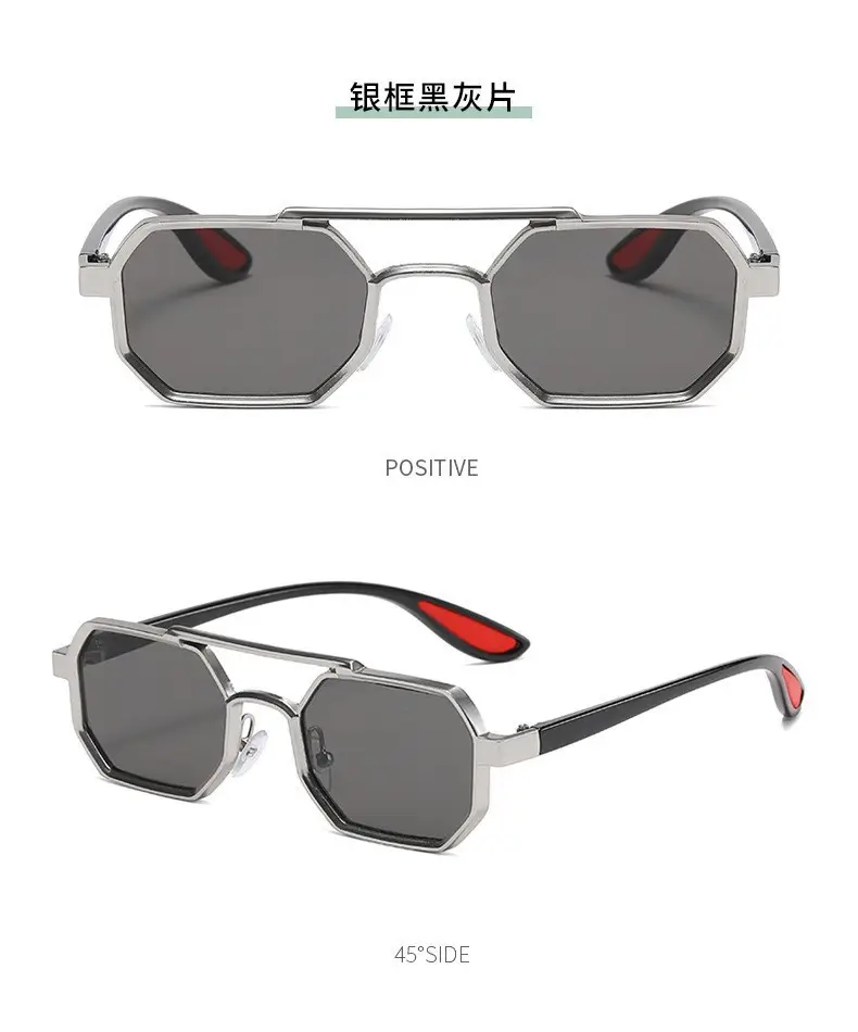 Cross-border Retro Sun Glasses Metal Double Beam β feature 12