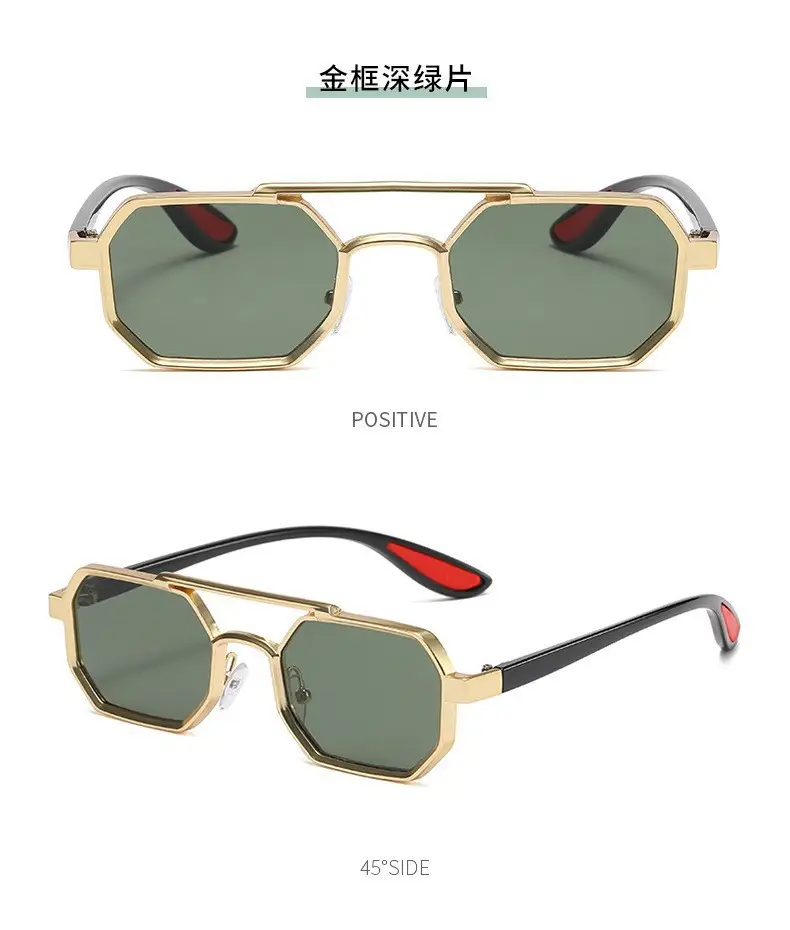 Cross-border Retro Sun Glasses Metal Double Beam β feature 14