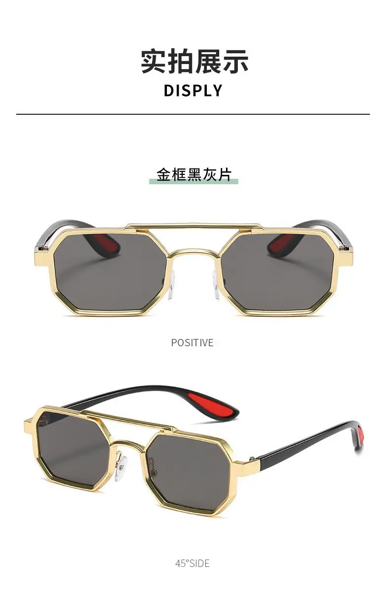 Cross-border Retro Sun Glasses Metal Double Beam β feature 16