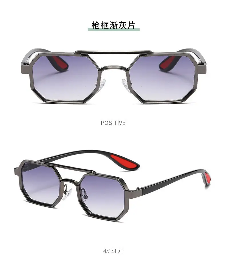 Cross-border Retro Sun Glasses Metal Double Beam β feature 17
