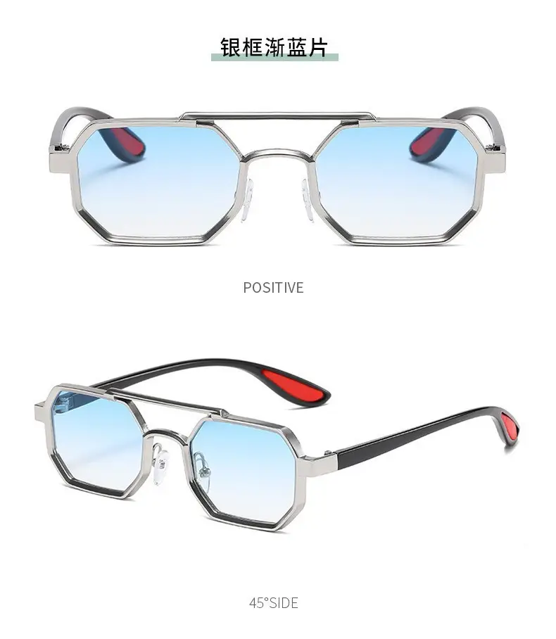 Cross-border Retro Sun Glasses Metal Double Beam β feature 21