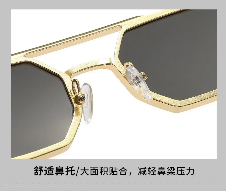 Cross-border Retro Sun Glasses Metal Double Beam β feature 4