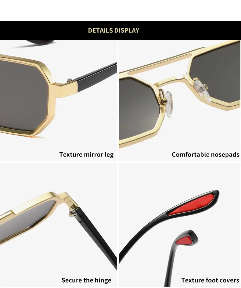 Cross-border Retro Sun Glasses Metal Double Beam β feature 6