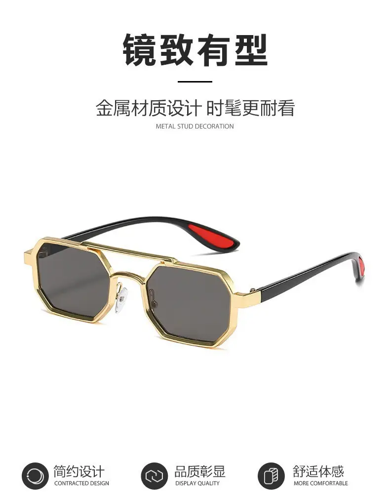 Cross-border Retro Sun Glasses Metal Double Beam β feature 7