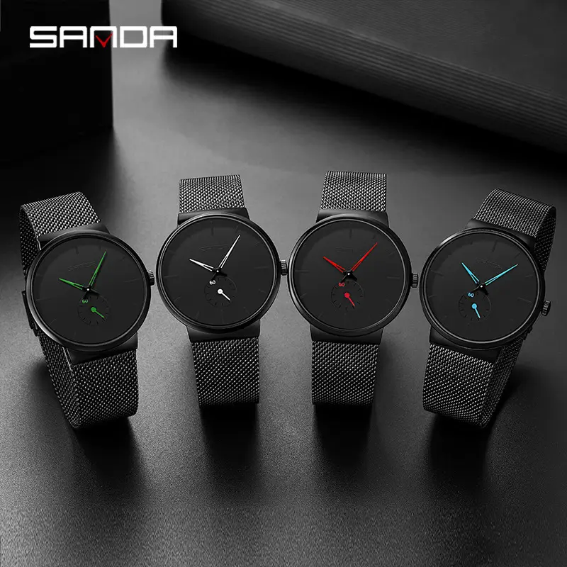 Sanda Men's Black Mesh Belt Quartz Watch - Image 5