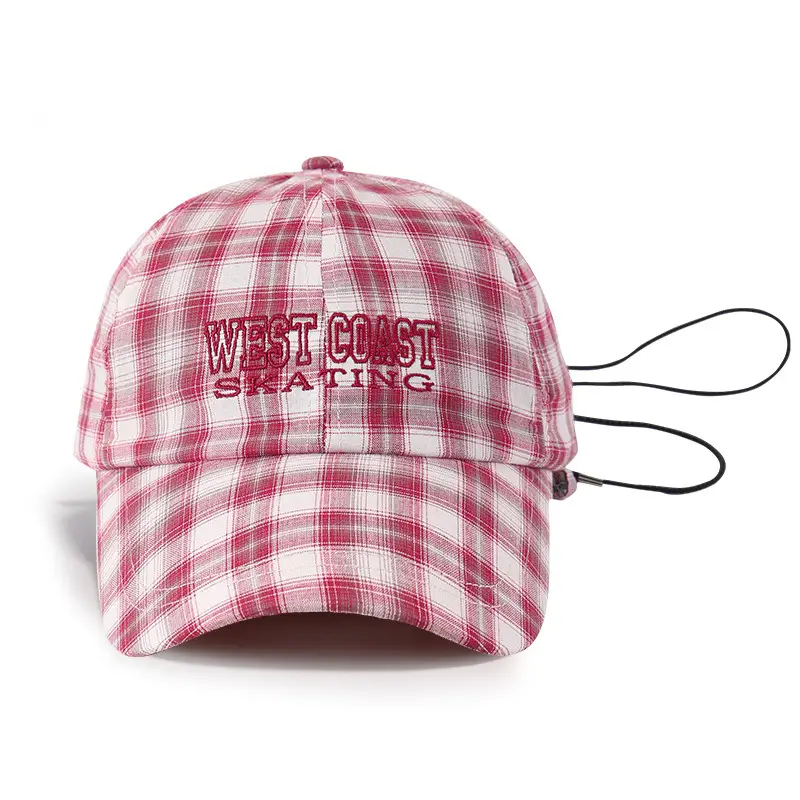 Women Plaid Straw Sunhat Wide Brim Drawstring Cap - Image 7