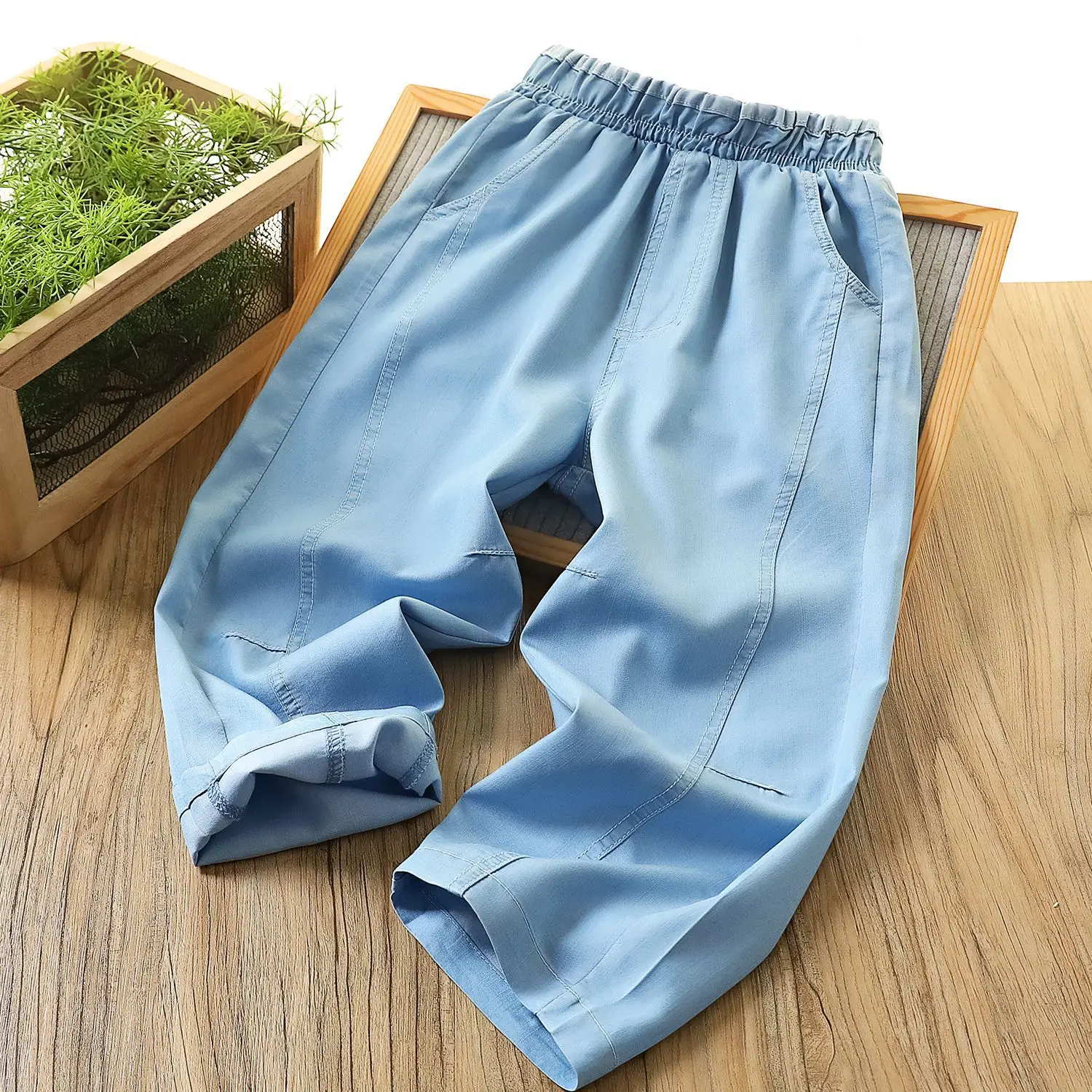 Blue Denim Fake Two-Waist Pants for Boys Summer 2025 - Image 5