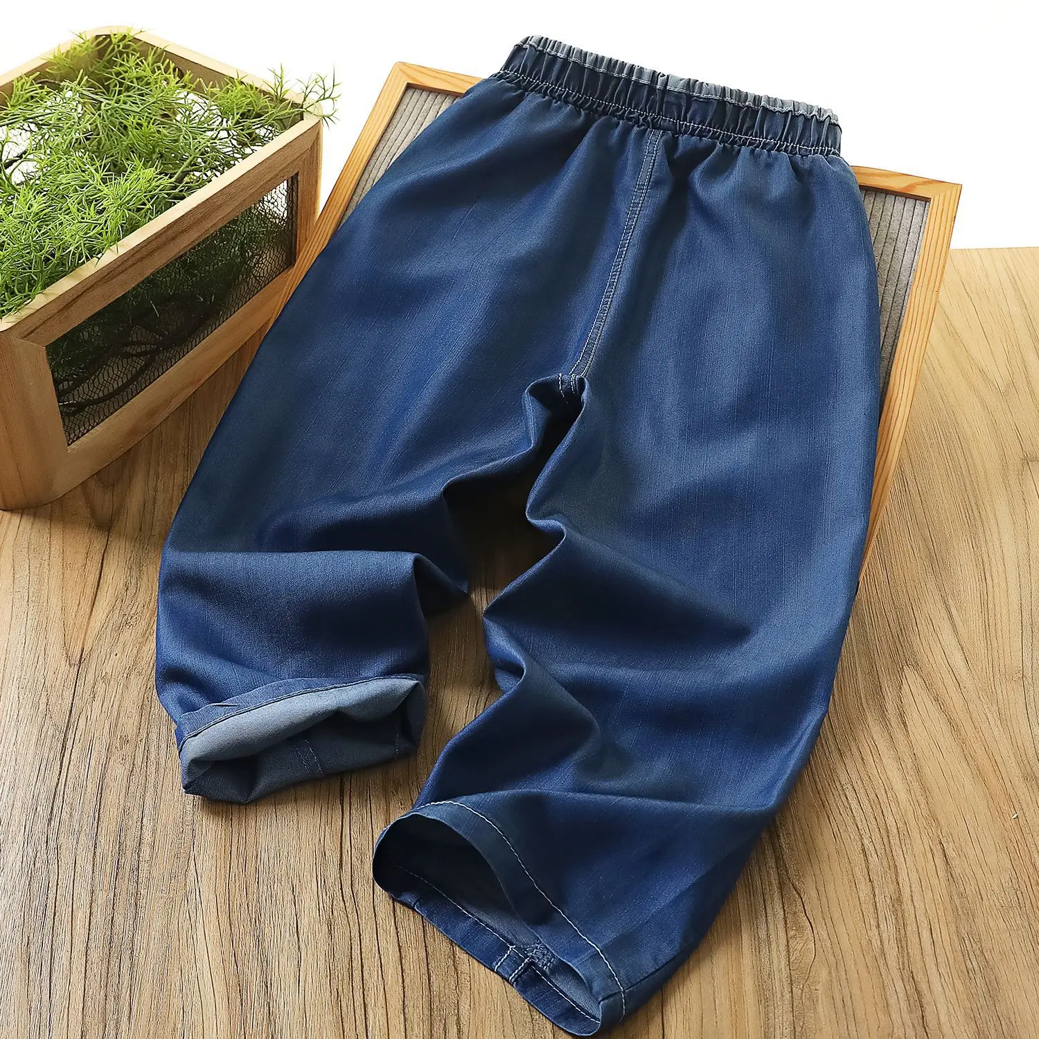 Blue Denim Fake Two-Waist Pants for Boys Summer 2025 — feature 12