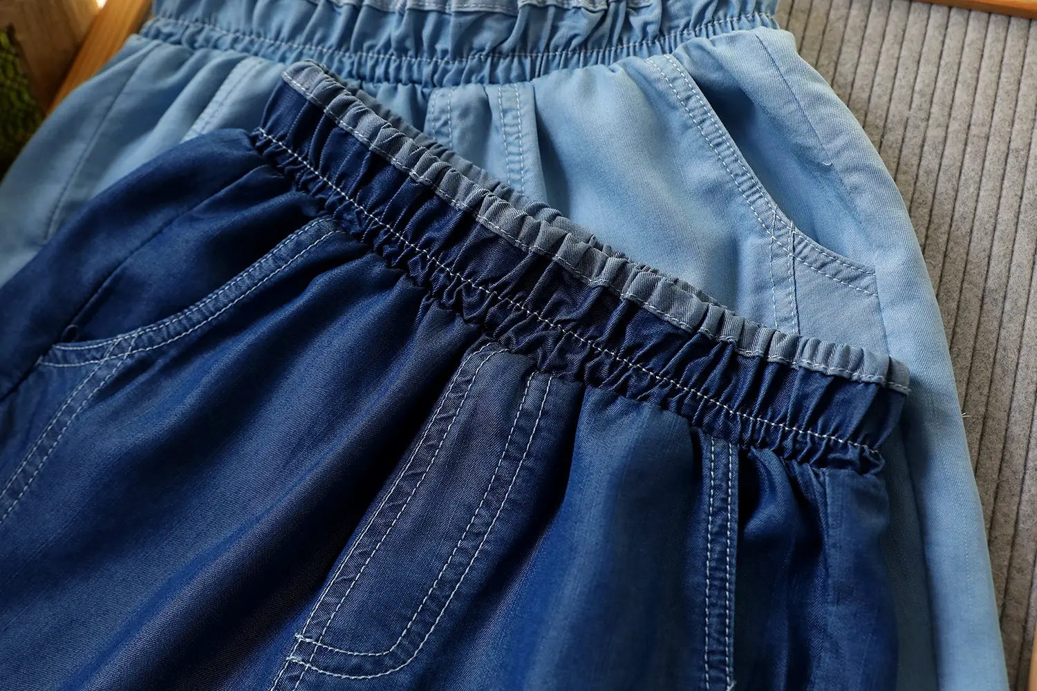 Blue Denim Fake Two-Waist Pants for Boys Summer 2025 — feature 2
