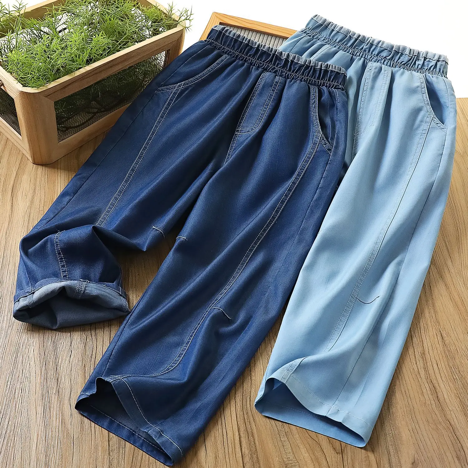 Blue Denim Fake Two-Waist Pants for Boys Summer 2025 — feature 30