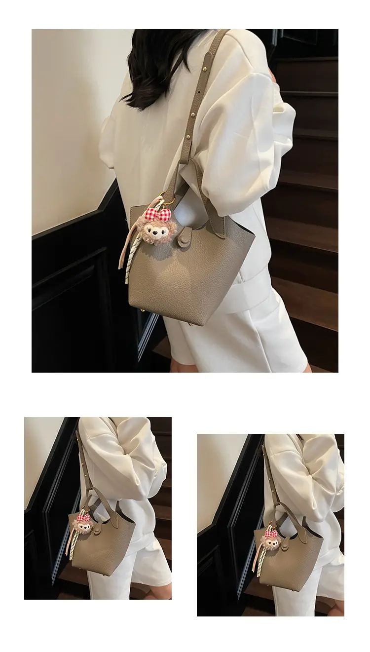 Women's Soft Leather Crossbody Bag with Cute Pom Pom Charm — feature 12
