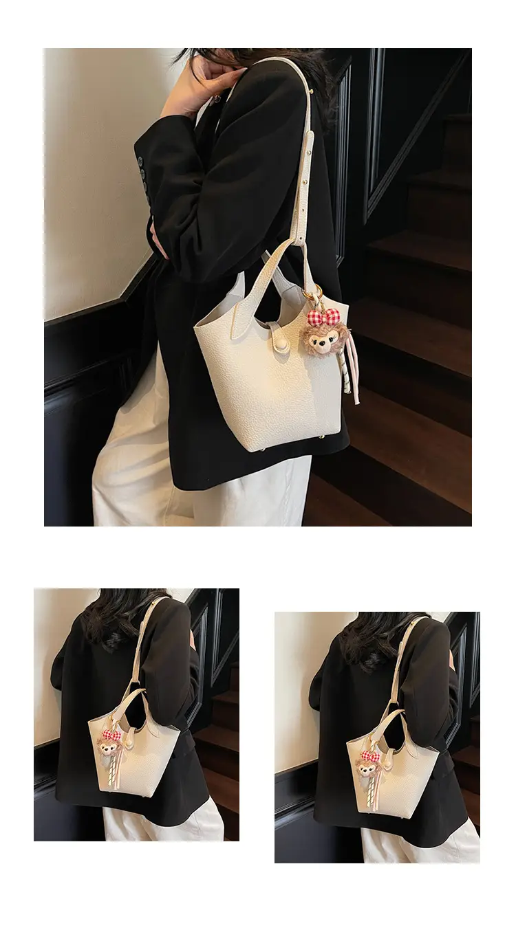 Women's Soft Leather Crossbody Bag with Cute Pom Pom Charm — feature 13
