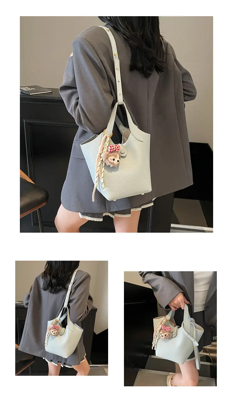 Women's Soft Leather Crossbody Bag with Cute Pom Pom Charm — feature 15