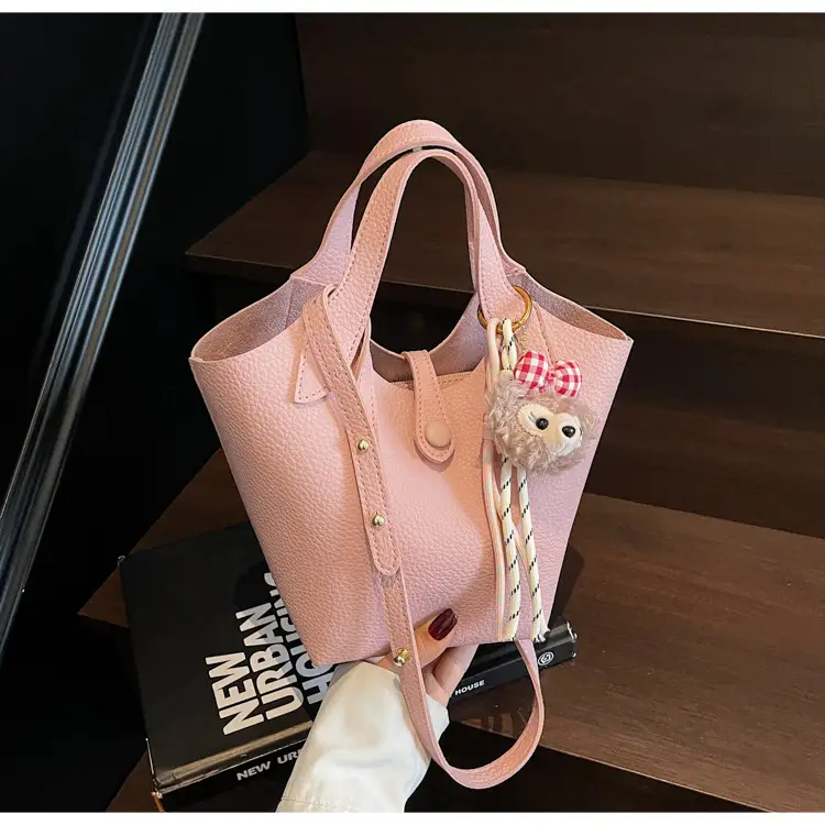 Women's Soft Leather Crossbody Bag with Cute Pom Pom Charm — feature 18