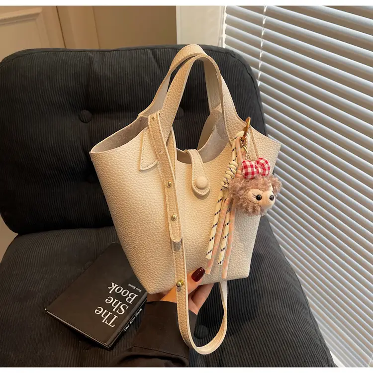 Women's Soft Leather Crossbody Bag with Cute Pom Pom Charm — feature 19