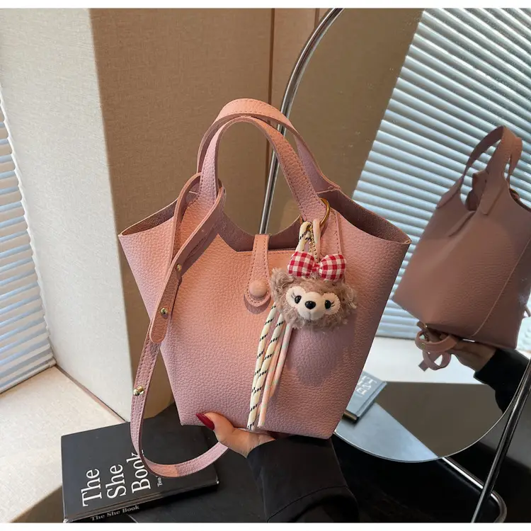 Women's Soft Leather Crossbody Bag with Cute Pom Pom Charm — feature 20