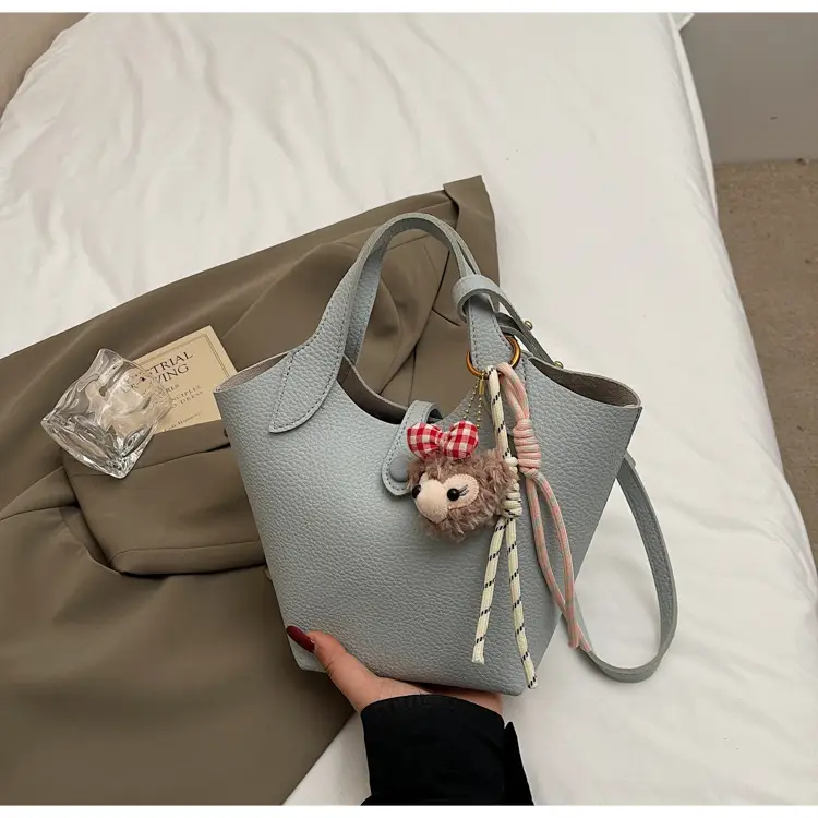 Women's Soft Leather Crossbody Bag with Cute Pom Pom Charm — feature 22
